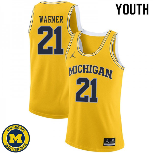 Youth Michigan Wolverines #21 Franz Wagner Yellow Basketball Basketball Jersey